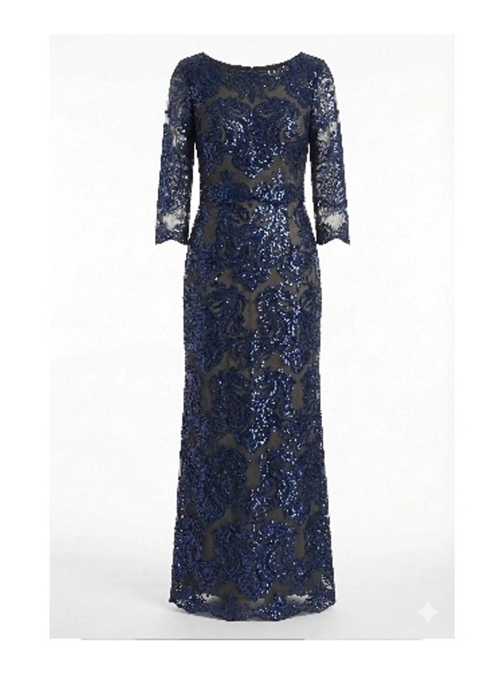 Tahari Arthur S. Levine Navy Sequin Lace Evening Gown